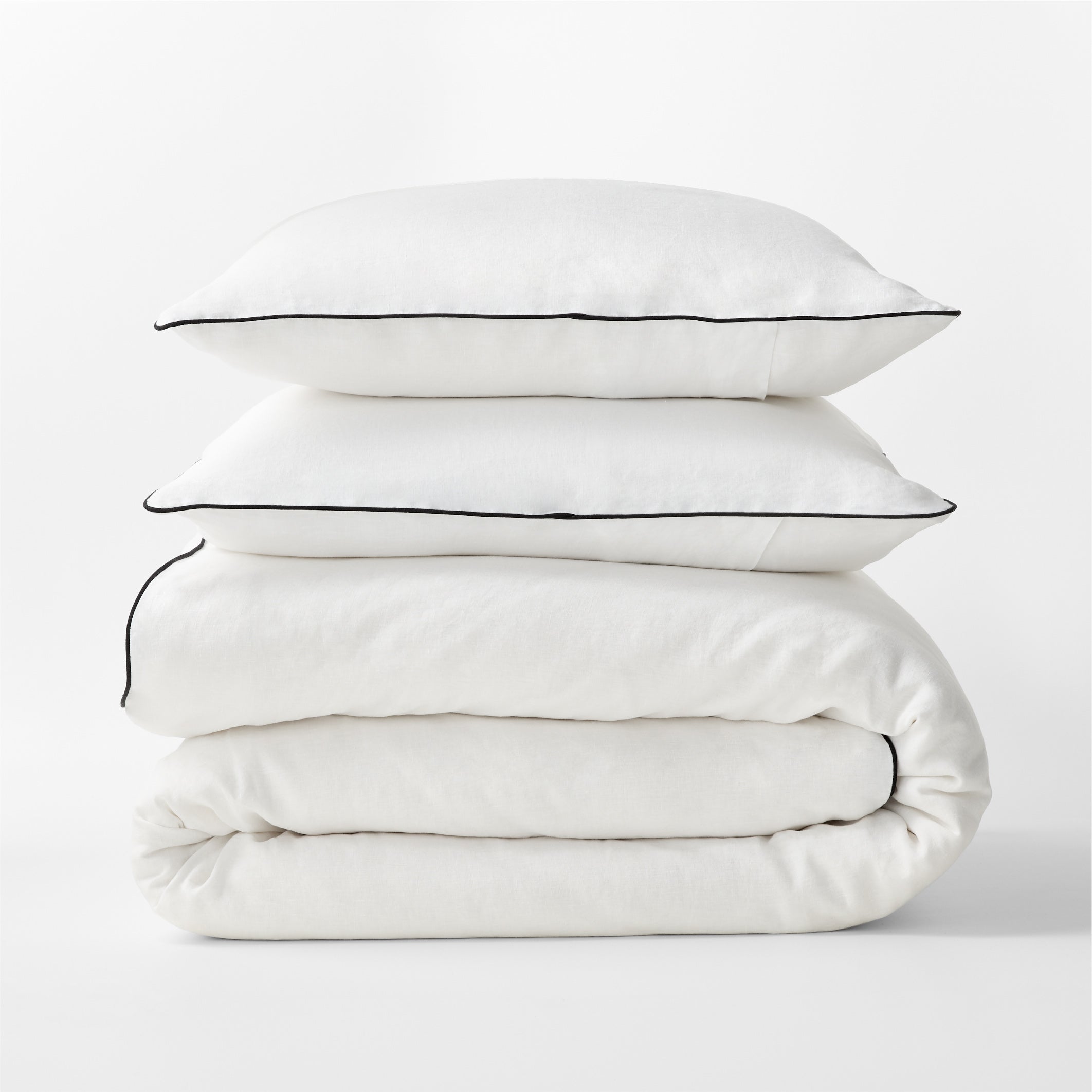 Little Wish Washed Linen Duvet Cover with Black Piping