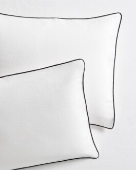 Little Wish Washed Linen Shams with Black Piping Set of 2