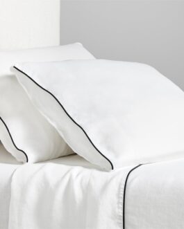 Little Wish Washed Linen Sheet Set with Black Piping