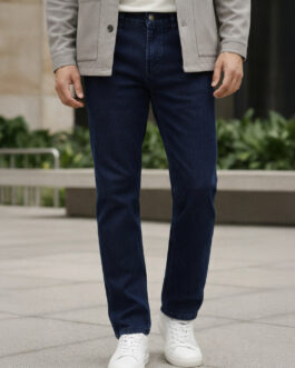 Men's Blue Regular Fit Washed Jeans Stretchable