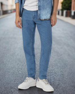 Men's Light Blue Slim Fit Denim Jeans Stretchable