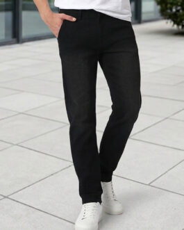 Men's Black Regular Fit Washed Jeans Stretchable