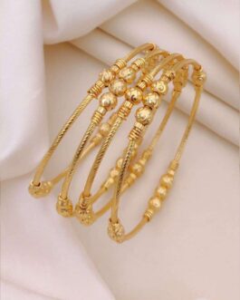 Women Beaded Textured 22K Gold-Tone Daily Wear Bangles ? Set Of 4