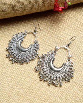 Johar Kamal Oxidised Silver-Plated Chandbali Ear