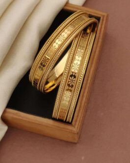 Women Engraved Non-Fade Gold Bangles ? Set Of 2