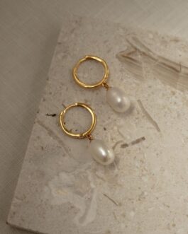 Maggie Pearl Drop Hoops