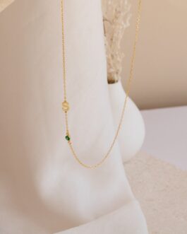 Sideways Initial Birthstone Necklace
