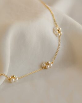 Flower Pearl Station Necklace