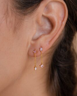 Mixed Crystal Drop Earrings