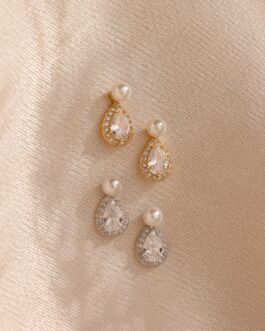 Pearl Diamond Teardrop Studs