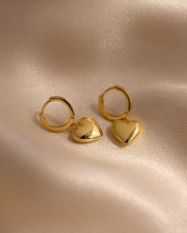 Puff Heart Charm Huggies