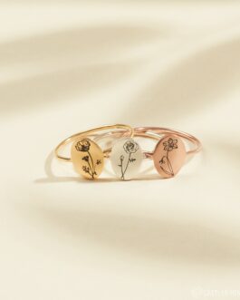 Birth Flower Oval Ring