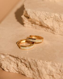White Opal Inlay Huggies