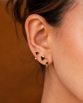 Black Art Deco Earrings Set