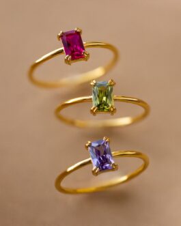 Emerald Cut Birthstone Ring