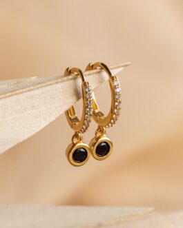 Pave Onyx Drop Huggies