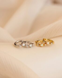 Dainty Opal Diamond Huggies