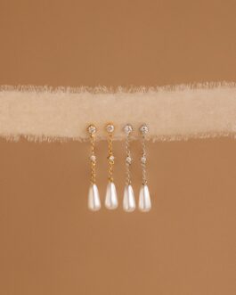 Diamond Pearl Chain Earrings