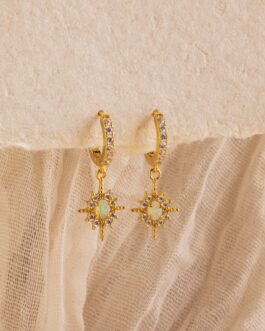 Pave Opal Star Huggies