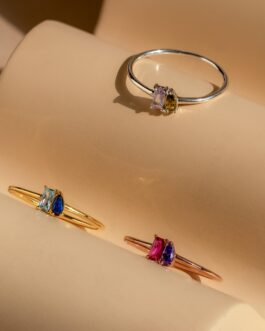 Tiny Toi et Moi Birthstone Ring