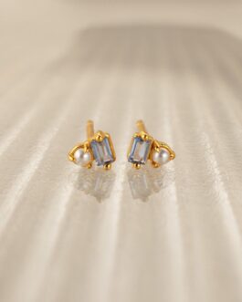 Pearl Aquamarine Studs