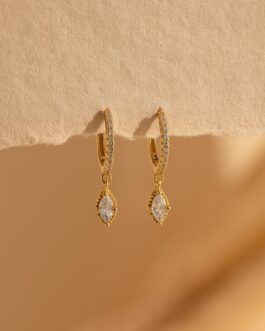 Marquise Pave Drop Huggies