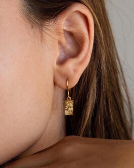 Rectangle Birth Flower Earrings