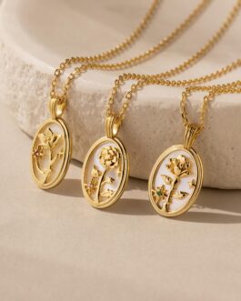 Pearl Flower Birthstone Necklace