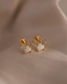 Opal & Diamond Flatback Studs