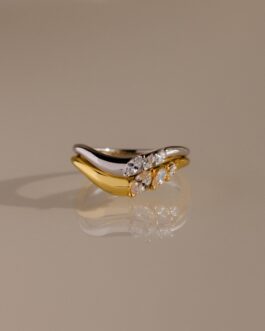 Mixed Metal Diamond Curve Ring Set