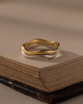 Mixed Metal Wave Ring Set