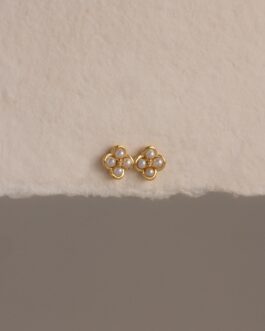 Rounded Pearl Flower Studs