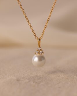 Diamond Halo Pearl Necklace