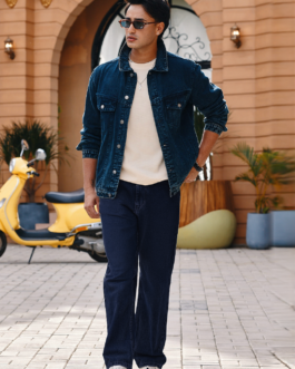 Men's Dark Blue Loose Fit Washed Jeans Non-Stretchable