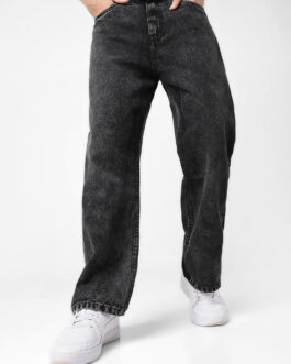 Men's Black Loose Baggy Fit Washed Jeans Non-Stretchable