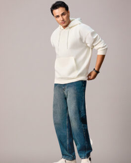 Men's Dark Blue Loose Baggy Fit Washed Jeans Non-Stretchable