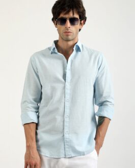 Cotton Linen Sky Blue Full Sleeve Shirt