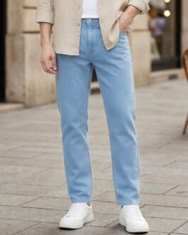 Men's Light Blue Slim Fit Denim Jeans Stretchable
