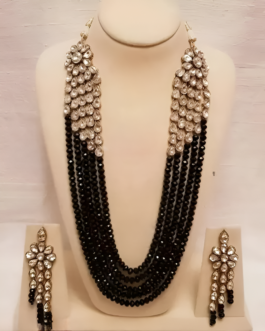 Women Luxury Kundan Black Crystal Statement Necklace Set | Traditional n Wedding Jewelry