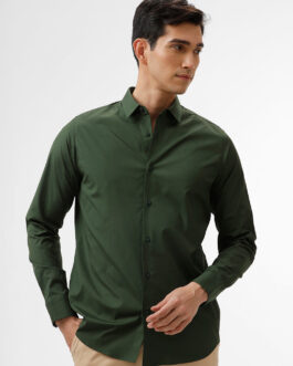 Powell Kombu Green Slim Fit Cotton Shirt