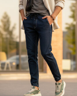 Men's Dark Blue Jogger Jeans Slim Fit Stretch
