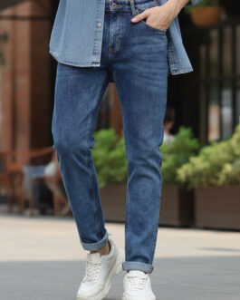 Men's Blue Slim Fit Washed Jeans Stretchable
