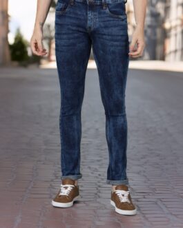 Men's Blue Skinny Fit Washed Jeans Stretchable