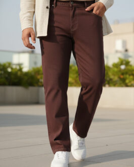 Plus Men's Brown Regular Fit Denim Jeans Stretchable