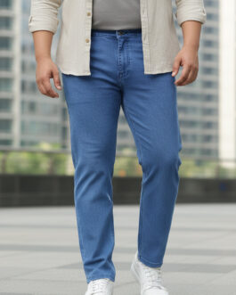 Plus Men's Light Blue Regular Fit Denim Jeans Stretchable