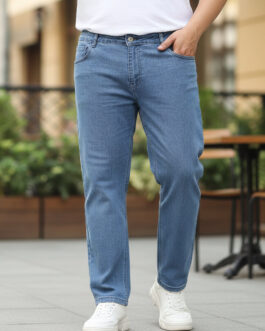 Plus Men's Light Blue Regular Fit Denim Jeans Stretchable