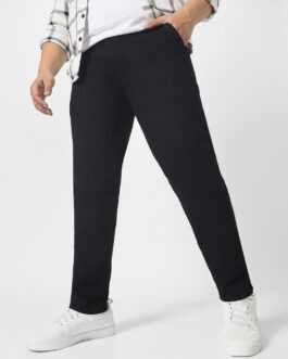 Plus Men's Black Regular Fit Washed Jeans Stretchable