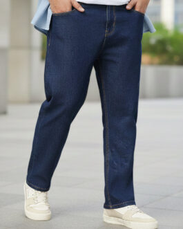Plus Men's Blue Regular Fit Solid Jeans Stretchable