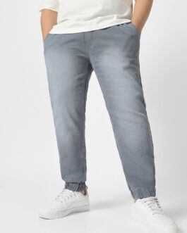Plus Men's Light Grey Regular Fit Jogger Jeans Stretch