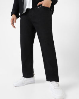 Plus Men's Black Regular Fit Denim Jeans Stretchable